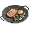 Cyrank Griglia Per Barbecue Coreana Griglia Antiaderente, Piastra Per Barbecue, Padella Per Griglia Antiaderente, Padella Per Griglia Rotonda Antiaderente Per Barbecue Coreano(36 cm universale)