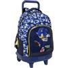 safta Sonic City - Zaino grande con ruote, compatto, rimovibile, ideale per bambini di diverse età, comodo e versatile, qualità e resistenza, 33 x 22 x 45 cm, blu, M, Casual