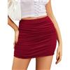 Avidlove Gonna da donna casual a matita, tinta unita, a vita alta, sexy, elasticizzata, skinny, mini gonna elegante, Colore: rosso, XL