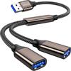 MOGOOD USB 3.0 Splitter Cavo Y, 1 Maschio a 2 Femmina, Hub Estensione per Trasmissione Dati e Ricarica, Compatibile con Laptop, Mac, HDD Esterno, PS4/PS5.