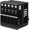 Supply Guy cartucce per stampante compatibili con Epson 18XL nere adatte per Expression Home XP205 XP215 XP225 XP302 XP305 XP312 XP315 XP322 XP325 XP402 XP405 XP412 XP415 XP422 XP425 (5 cartucce)