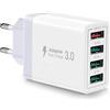 sccvee Caricatore USB, Ricarica Rapida USB a 4 porte con 33 W Smart QC 3.0, caricatore USB, alimentatore di rete compatibile con iPhone 11/12/13/14/15/16/SE/XS/XR/iPad/Samsung Galaxy S23
