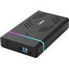 Inateck Case per Disco Rigido RGB da 3,5 Pollici, Case Esterno USB 3.0 per HDD e SSD SATA da 2,5''/3,5'', con Porte di Espansione e Adattatore di Alimentazione da 12V/2A, Supporta Fino a 20TB, FE3003