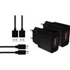 MyGadget 2x Caricatore Rapido & 2x USB C Cavo 1m - Caricabatterie Quick Charge 18W Alimentatore QC 3.0 per Samsung Galaxy S24 S23 - Nero