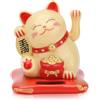 HERCHR Gatto Che saluta, Gatto della Fortuna a energia Solare Gatto Carino e Accogliente con Braccio Che ondeggia Decorazione per Auto Decorazione Feng Shui,6,5 × 7 × 8 cm(Giallo)