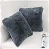 NordECO HOME Confezione da 2 federe per cuscino in finta pelliccia, 45 x 45 cm, lussuose federe decorative sfocate, 18 x 18 cm, per divano, decorazione divano, grigio scuro