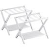 vovala Portapacchi, set di 2, portavaligie pieghevole con ripiano, portabagagli in bambù premium per camera degli ospiti, camera da letto, hotel, armadio, può contenere fino a 61 kg (Bianco)