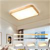 WayLuoung Plafoniera LED In Legno | 60*40cm 3000-6000K 38W | Lampada Rettangolare Legno Naturale Bagliore Superiore 360°, Camera Da Letto Soggiorno Camera Bambini Cucina (Dimmerabile Con Telecomando)