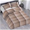 Riad Arredo Set Copripiumino Morbido 100% Puro Cotone Italiano - Parure Sacco Piumino con Federe Made in Italy (Quadro Tortora, Matrimoniale 250x240 + 2 federe 52x82)