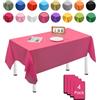 MORAINJAY 4 pz Tovaglia Antimacchia Impermeabile in Plastica,137x274cm Rosa Scuro Rettangolare Tovaglia per Grande Tavolo per Natalizia,Feste,Interni Esterni Giardino Ristorante e Matrimonio Decor