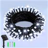 Dalugo Catena di luci solari per esterni, 5m, 50 LED, luce bianca fredda, resistente alle intemperie, 8 modalità, per giardino, cortile, terrazza, matrimonio