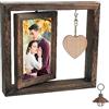 Bqweun Cornice Foto in Legno 10x15cm, con Ciondolo e Lampadina, Rotante Portafoto Multiplo da Tavolo per 2 Foto, Cornici per Foto Vintage Piccole, Porta Foto da Tavola Personalizzata, per Famiglia
