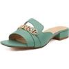 QUEEN HELENA Ciabatte con Tacco Basso Casual Eleganti Sabot Donna Y5008 (Verde, Sistema Taglie Calzature EU, Adulto, Donna, Numero, Media, 39)