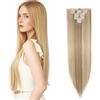 XDGBGFN Extension per capelli umani a clip, 66 cm, capelli veri veri e realistici, per donne e ragazze (biondo chiaro)