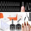 Modelones Unghie Finte con Colla Kit, 500 Pezzi Unghie Finte, Pezzi Punte per Unghie Artificiali con Lampada LED e Colla per Unghie, Smalto per Unghie in Gel Starter Set, Nail Art fai da te a casa