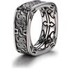 GTHIC Anello a fascia Pangu tondo quadrato retrò in acciaio inossidabile per uomini e donne Nodo celtico Argento tono oro Prepotente Gioielli vichinghi unisex Taglia USA 7-13