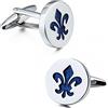 COOLMETALJACKET Coppia di gemelli con fiori di giglio blu re | Regalo per uomo moderno | Gioielli da uomo matrimonio feste e compleanni, Small, Rame, Pirite