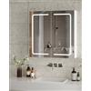 KIMENICH Specchio Bagno, Armadio a Specchio Da Bagno con 2 Ante, Armadietto a Specchio Con Luce Led, Interruttore a Sensore Tattile, Ripiano Regolabile, 3 Temperatura Colore Dimmerabile, Bianco