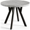 AlpiMeble Tavolo rotondo per sala da pranzo OVO, tavolo allungabile, diametro da 80 cm a 130 cm, colore grigio, con gambe in legno di colore nero