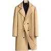 Leader of the Beauty Cappotto invernale da uomo in misto lana doppio petto con colletto dentellato, Cammello chiaro., L