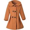 Generico Piumino Bimba Leather Jacket Leather Jacket Cappotto da ragazza Cappotto invernale per bambini Giacca calda Manica lunga Trench con bottoni Tasca lunga Giacca Da (Coffee, 5-6 Years)