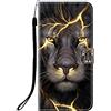 Sunrive Cover compatibile con ZTE BLADE A75 5G, Custodia con supporto di stand e in Pelle artificiale per carte di credito Portafoglio Flip Chiusura Magnetica bumper(Q Leone)
