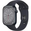 Apple Watch Series 8 (GPS, 45mm) Smartwatch con cassa in alluminio color mezzanotte con Cinturino Sport color mezzanotte - Regular. Fitness tracker, app Livelli O₂, resistente all'acqua