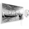 KÖNIGHAUS Riscaldatore a infrarossi Könighaus - 450 Watt + termostato smart e APP Könighaus - una stufetta elettrica a basso consumo - Cornice bianca (10. Vista su Venezia)