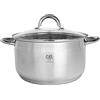 KARL HAUSMANN Pentola a induzione, 24 cm, 5 l, in acciaio inox, pentola con coperchio in vetro, adatta a tutti i piani cottura, manico non caldo, pentola per zuppa per spaghetti