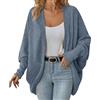 Mymyguoe 2024, cardigan da donna, leggero, per autunno, a maglia grossa, elegante, invernale, a lungo, in lana, caldo, grandi dimensioni, cappotto da spiaggia, Blu, S