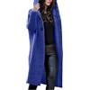 Generic Cardigan da donna, lungo, caldo, lavorato a maglia grossa, con bottoni, a maglia lunga, grandi dimensioni, con cappuccio, elegante felpa con cappuccio, Blu, S