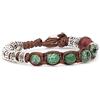 Tamashii VLNET | Bracciale Ruota della Preghiera | 5 pietre Turchese Africano multifaceted da 6 mm | Cilindri in Argento 925 con inciso il Mantra | Fatto a Mano