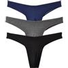 Faringoto Tanga sportiva da uomo, senza cuciture, biancheria intima in cotone a vita bassa, Nero+grigio+blu navy, Medium
