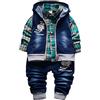 Yao Primavera Autunno Neonati 3 pz Abbigliamento Set Cotone Camicia Jeans Denim, Verde, 2-3 Years