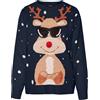 Vero Moda Vmnewtinsel Ls O-Neck Bl Xmas Navy Blaz/Artw Maglia Renna Donna