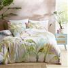 Appletree - Copripiumino con foglie di palma tropicale - Letto super king size (260 x 220 cm) - 100% cotone - Bordo rosa a bordi - 2 federe - Biancheria da letto tropicale verde con foglia -