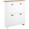 HOMCOM Scarpiera Slim 2 Cassetti a Ribalta e Ripiano Regolabile per 12 Paia di Scarpe, 79x23x90.5 cm, Bianco