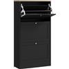 HOMCOM Scarpiera Mobile Moderno Salvaspazio a 3 Cassetti con Ripiani Regolabili su 2 Livelli, per 18 Paia di Scarpe, 60x23.5x115 cm, Nero|Aosom Italy