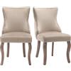FC Set di 2 Imbottiti Sedie per sala da Pranzo con Dettagli Bottoni e Rivetti in Metallo, 50x52x91 cm, Beige