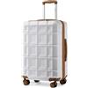 KONO Valigia Media 62cm Rigida ABS Trolley da 24 Pollici Ultra Leggero Valigie con TSA Lucchetto e 4 Ruote, Bianco