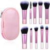PEOVLVN Set di pennelli da trucco da viaggio, 10 pezzi, set professionale di pennelli per trucco, mini funzione completa, pennello per trucco, pennello per trucco, viso e occhi, rosa