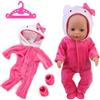 Mizijia Vestiti per Bambole per New Baby Doll, Vestiti per Bambole 35-43 cm(Bambola Non Inclusa), Accessori Bambole Tuta Con Cappuccio + Calzini + Gruccia (D)