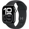 APPLE Watch Series 10 GPS + Cellular 42mm in alluminio color Jet Black con cinturino Sport nero - S/M