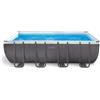 Intex 26356GN Piscina Fuori Terra XTR Frame Rettangolare Pompa Filtro 5700 L-h Scaletta Telo Base e Copertura 17203 L Acciaio e PVC Grigio 549x274x132 cm