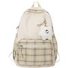 Boxwizard Aesthetic Zaino Kawaii Sage Green Simpatico zaino a quadretti con ciondolo in peluche leggero grande capacità studenti, borsa per la scuola, zaino casual