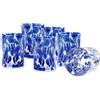VETRERIA ARTISTICA C.A. Drops confezione 6 bicchieri acqua cl 33 blu