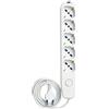 ECOVA Colore Bianco, CONFEZIONE 1 *** Multipresa ecova 5 posti per uso domestico e professionale 16a, cavo 1,5 m e potenza massima 3500 w