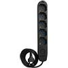 ECOVA Colore Nero, CONFEZIONE 1 *** Multipresa ecova 5 posti per uso domestico e professionale 16a, cavo 1,5 m e potenza massima 3500 w