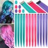 Fcysws 12 pezzi estensioni dei capelli colorati 21 pollici parrucca sintetica resistente al calore capelli lisci parrucchino donne (rosa rosso viola blu)