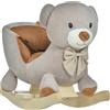 HOMCOM Cavallo a Dondolo a Forma di Orso con Suoni, Cavalluccio a Dondolo per Bambini 18-36 mesi Interattivo, Grigio, 60x33x50cm|Aosom